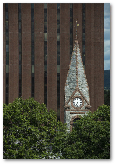 Old Chapel Spire in front of Library