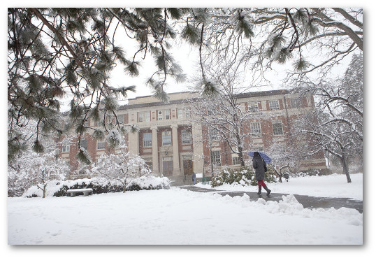 Stockbridge Hall in snow