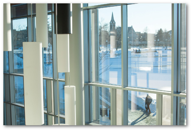 Winter scene viewed through ILC windows