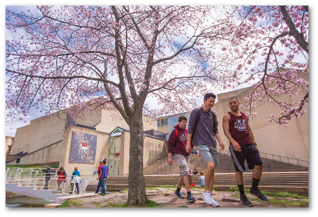 Students outside the Fine Arts Center