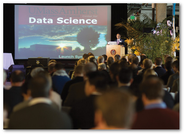 Chancellor Subbaswamy addresses attendees at the Umass Data Science Center launch symposium